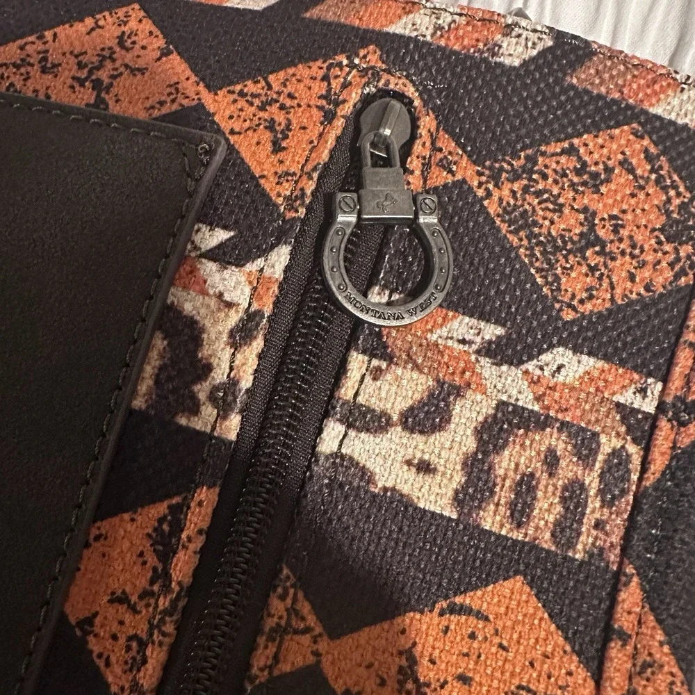 Montana West‎ Southwestern Leopard Accent Tote Bag Rust Black Western Purse NWT